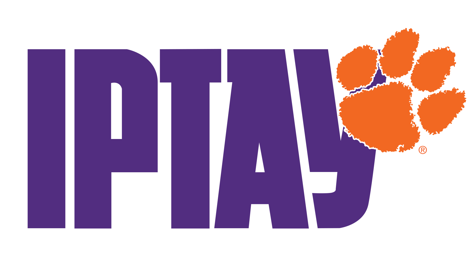 Purple IPTAY logo with Orange Tiger Paw